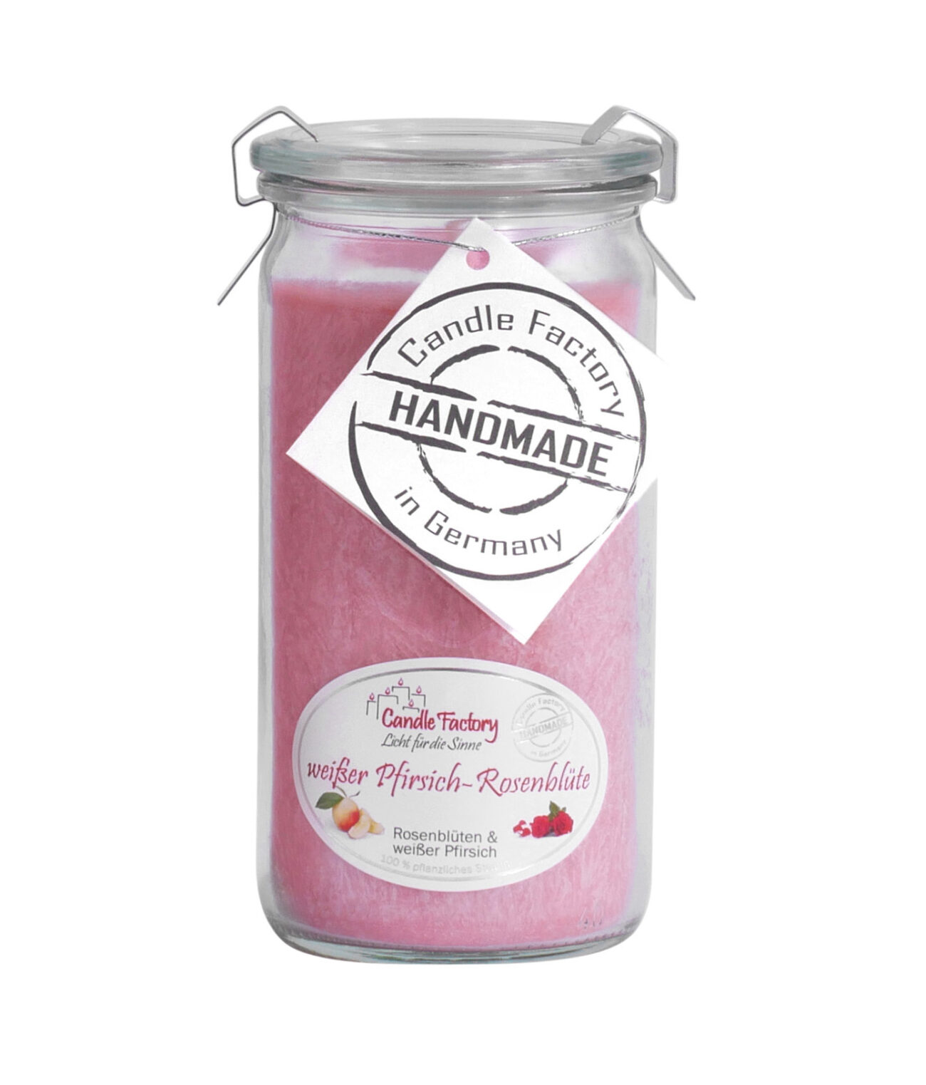 Duftkerze weißer Pfirsisch & Rosenblüte MiniJumbo HeimLicht